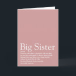 Beste zus ooit, definitie grote zus Roze Kaart<br><div class="desc">Personaliseer voor je speciale zus of hermana (klein of groot) om een uniek cadeau te maken. Een perfecte manier om haar elke dag te laten zien hoe geweldig ze is. Ontworpen door Thisisnotme©</div>