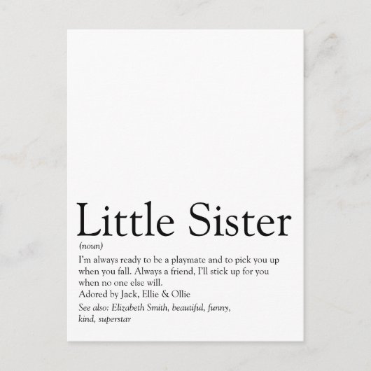 Beste Zus Ooit Definitie Leuk Modern Briefkaart (Voorkant)