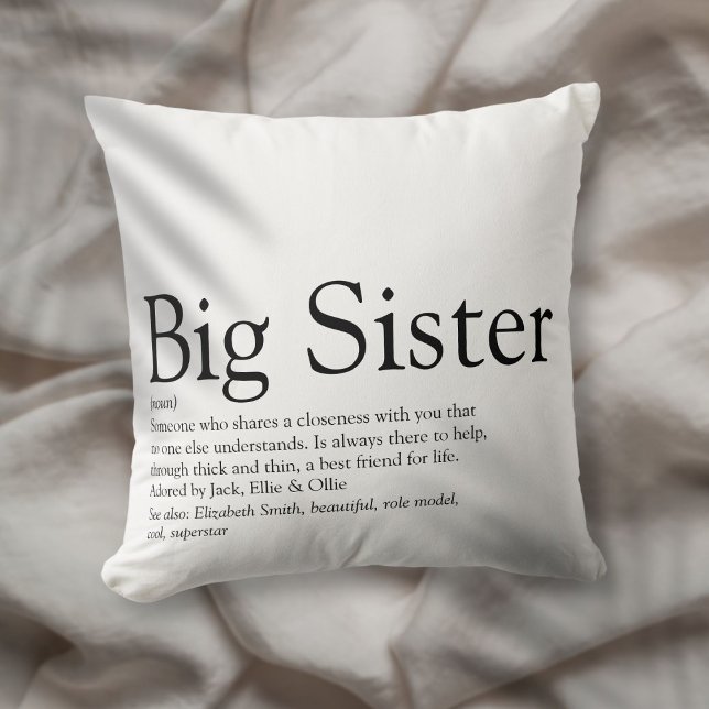 Beste Zus Ooit Definitie Zwart En Wit Modern Kussen (Best Ever Sister Definition Black And White Modern Throw Pillow)