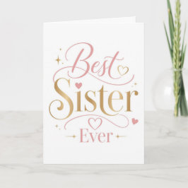 Beste Zus Ooit Elegante Roze Gouden Typografie Kaart
