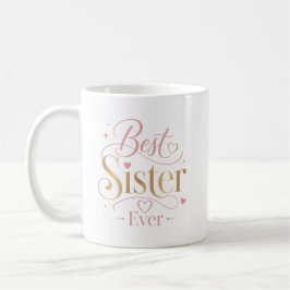 Beste Zus Ooit Elegante Roze Gouden Typografie Koffiemok