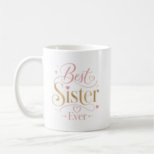 Beste Zus Ooit Elegante Roze Gouden Typografie Koffiemok