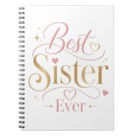 Beste Zus Ooit Elegante Roze Gouden Typografie Notitieboek