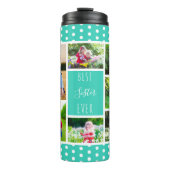 Beste Zus Ooit Foto Collage Turquoise en Wit Thermosbeker (Voorkant)