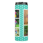 Beste Zus Ooit Foto Collage Turquoise en Wit Thermosbeker (Achterkant)