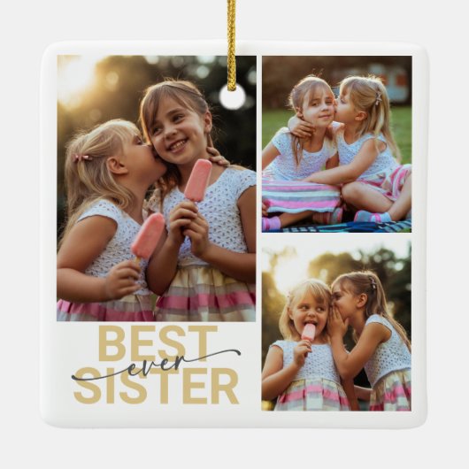 Beste zus ooit Foto Keepsake Keramisch Ornament (Achterkant)
