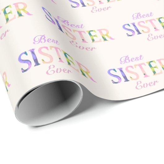 Beste Zus Ooit Gebroken Wit Patroon Cadeaupapier (Rol Hoek)