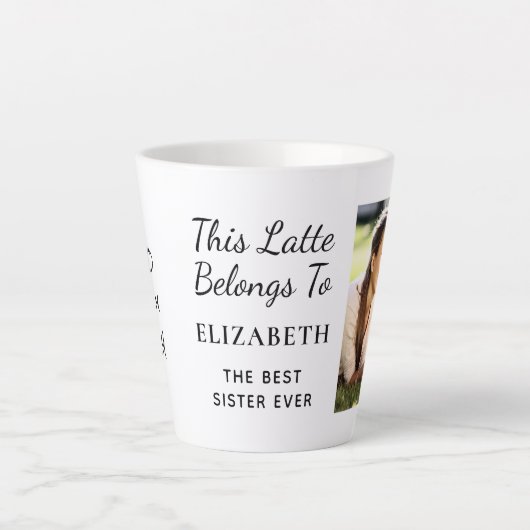 Beste zus ooit gepersonaliseerde foto latte mok (Voorkant)