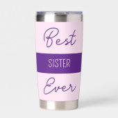 Beste zus ooit gerbera bloemen roze geïsoleerde drinkbeker (Voorkant)