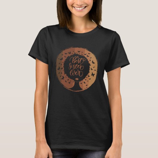 Beste zus ooit Melanine Koningin Natuurlijk Afro H T-shirt (Voorkant)