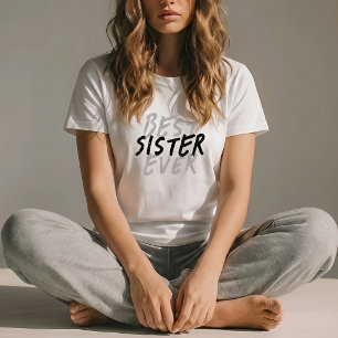 Beste Zus Ooit Moderne Zwarte en Grijze Grunge T-shirt