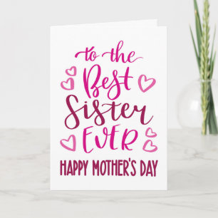 Beste Zus Ooit Moederdag Typografie in Roze Kaart