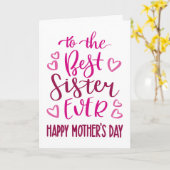 Beste Zus Ooit Moederdag Typografie in Roze Kaart (Gele Bloem)