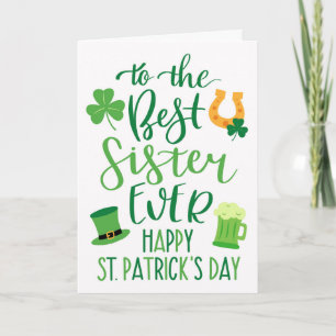 Beste zus ooit St Patrick's Day typografie Kaart