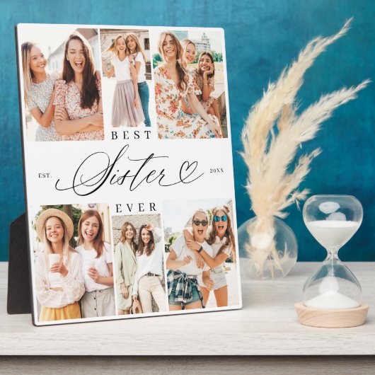 Beste zus ooit zuster script hart foto collage fotoplaat (Zijkant)