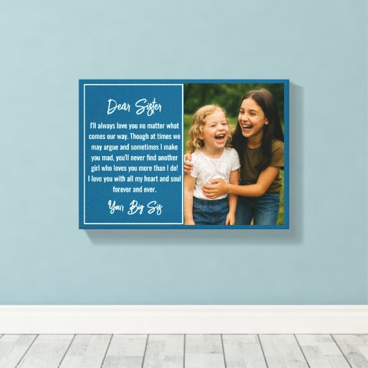 Beste Zus Script Fotocollage Canvas Afdruk (Insitu (Houten vloer))