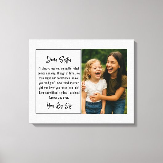 Beste Zus Script Fotocollage Canvas Afdruk (Voorkant)