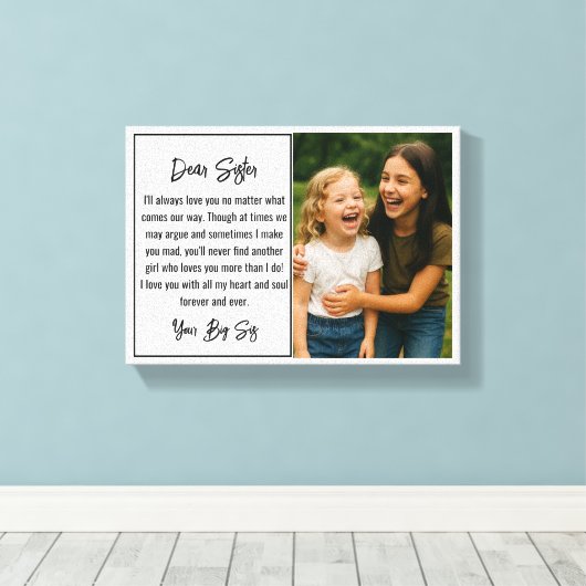Beste Zus Script Fotocollage Canvas Afdruk (Insitu (Houten vloer))