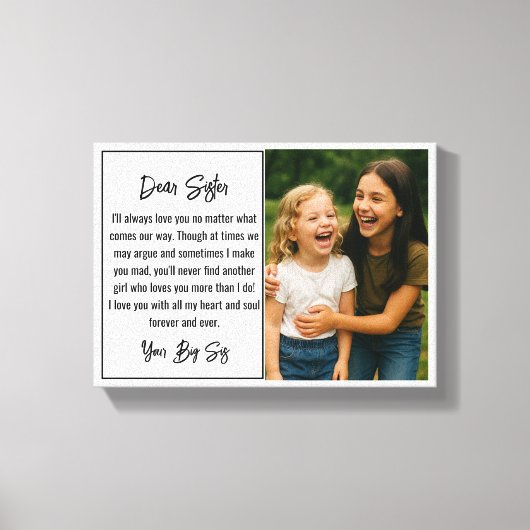 Beste Zus Script Fotocollage Canvas Afdruk (Voorkant)