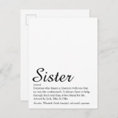 Beste zus ter wereld Definitie Elegant Schrift Briefkaart (Voorkant / Achterkant)