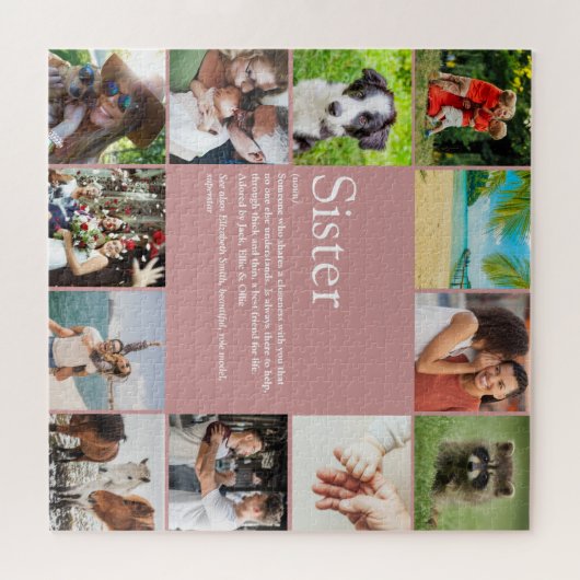 Beste Zus Ter Wereld Definitie Fun Roze 12 Foto Legpuzzel (Horizontaal)