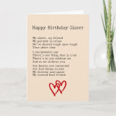 Beste zus ter wereld gedicht Verjaardag Kaart (Voorkant)