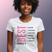 Beste Zus Ter Wereld Gepersonaliseerde Checklist T-shirt