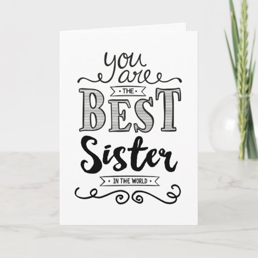 Beste zus ter wereld jarig kaart (Voorkant)