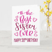 Beste Zuster Ever 38ste Verjaardag Typografie in R Kaart (Gele Bloem)