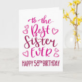 Beste Zuster Ever 58ste Verjaardag Typografie in R Kaart (Gele Bloem)