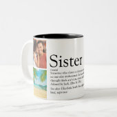 Beste zuster Ever Definition 4 Foto Collage Tweekleurige Koffiemok (Voorkant links)
