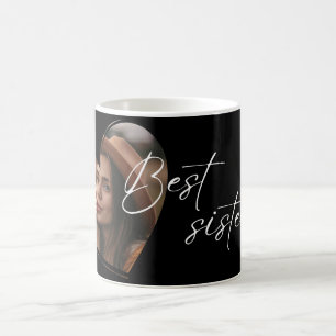 Beste Zuster Foto Elegant Modern Zwart Koffiemok