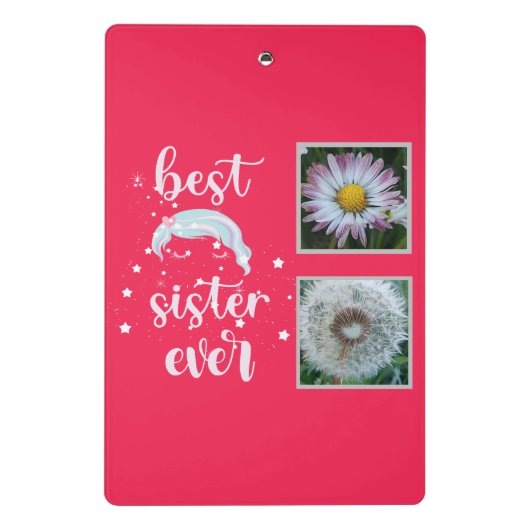 Beste zuster-fotosjabloon mini klembord (Achterkant)