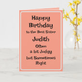 Beste Zuster Funny Birthday Kaart (Gele Bloem)