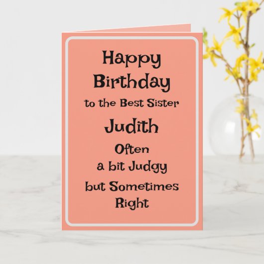 Beste Zuster Funny Birthday Kaart (Gele Bloem)