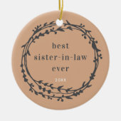 Beste zuster-in-law ooit gepersonaliseerde Eenvoud Keramisch Ornament (Voorkant)