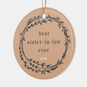 Beste zuster-in-law ooit gepersonaliseerde Eenvoud Keramisch Ornament (Links)