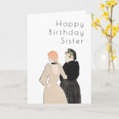 Beste zuster  Lautrec Art Deco Birthday Card Kaart (Gele Bloem)