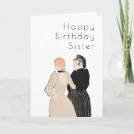 Beste zuster  Lautrec Art Deco Birthday Card Kaart