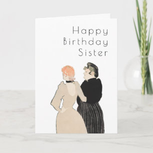 Beste zuster  Lautrec Art Deco Birthday Card Kaart