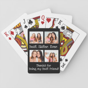 Beste zuster ooit 4 Foto collage Fun Keepslag Pokerkaarten