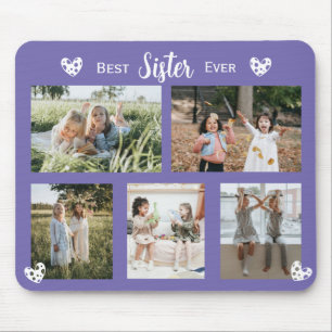 Beste zuster ooit 5 vierkante fotocollage muismat