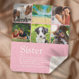 Beste zuster ooit 6 Foto Collage Moderne Roze Sherpa Deken