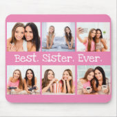 Beste zuster ooit 6 Foto Collage Pink White Muismat (Voorkant)