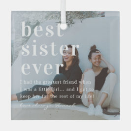 Beste zuster ooit | Citaat- en fotocadeau Glas Ornament