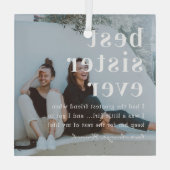 Beste zuster ooit | Citaat- en fotocadeau Glas Ornament (Achterkant)