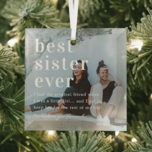 Beste zuster ooit Citaat- en fotocadeau Glas Ornament