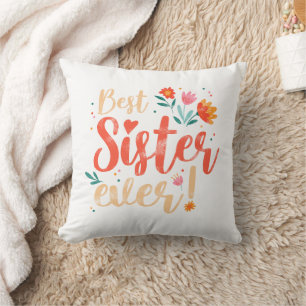 Beste zuster ooit Floral Meisjes Retro Design Kussen