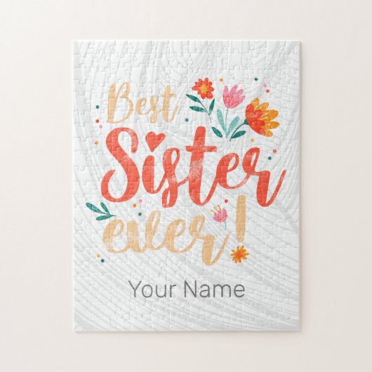 Beste zuster ooit Floral  Meisjes Retro Design Legpuzzel (Verticaal)