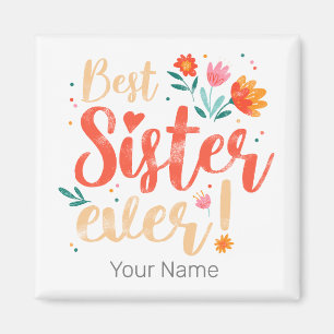 Beste zuster ooit Floral Meisjes Retro Design Magneet